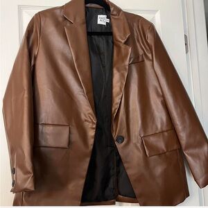 Princess Polly Chocolate Brown Faux Leather Jacket
